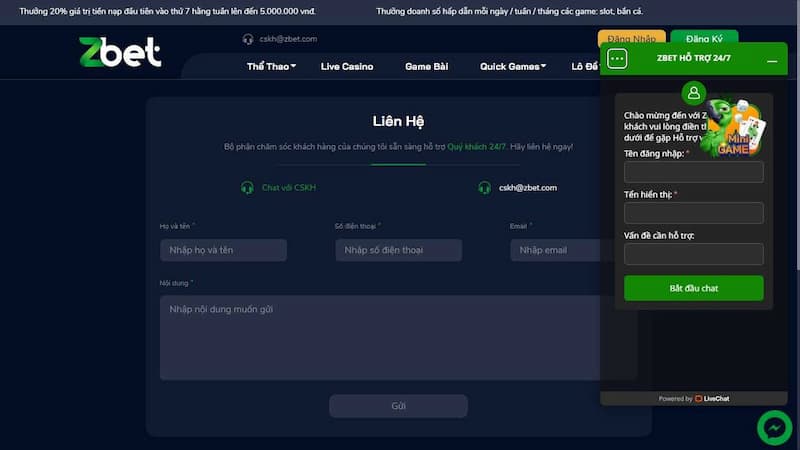 Liên hệ qua trang web mạng xã hội Lien-he-Zbet